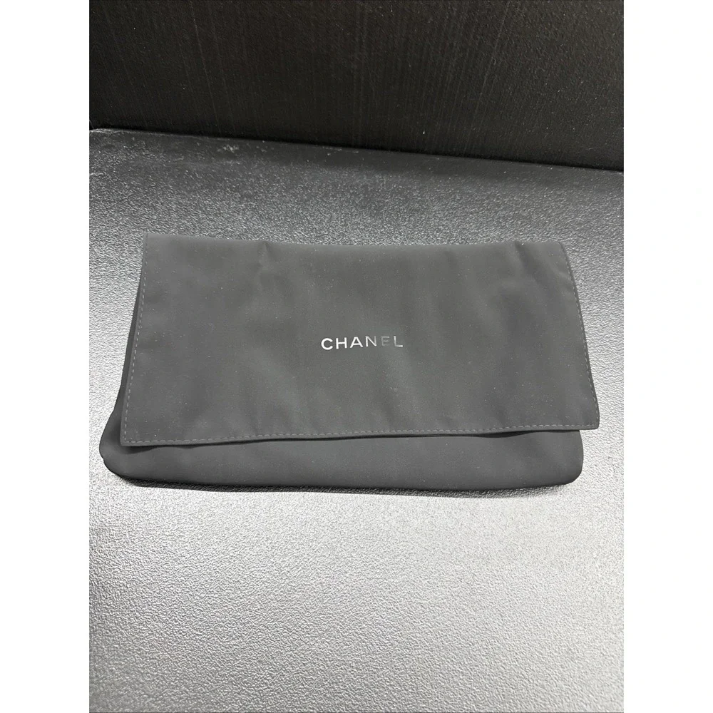 Chanel Jewelry Storage Pouch Black Faux Velvet Flap 12.5x8